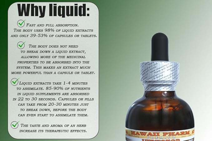 Hawthorn Alcohol-Free Liquid Extract, Hawthorn (Crataegus Laevigata) Dried Leaf and Flower Glycerite Hawaii Pharm Natural Herbal Supplement 15x4 oz