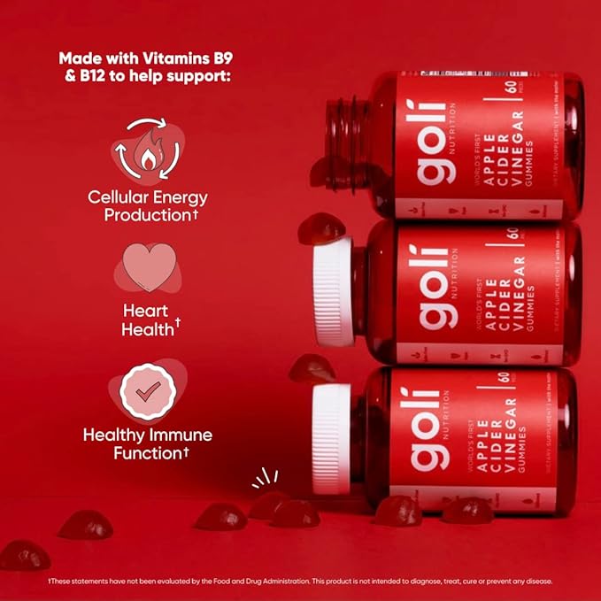 Goli Nutritional Supplement, Apple Cider Vinegar Gummy Vitamins Nutrition, 2 Pack of 60 Count