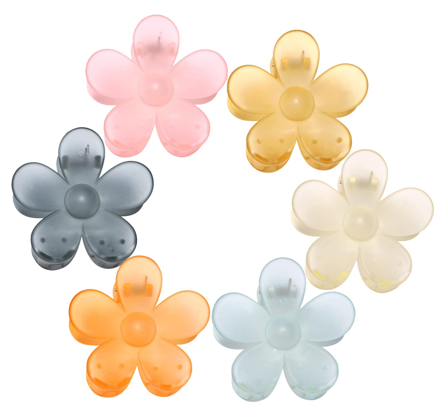 Big Hair Claw Clips Matte Flower Hair Clips Non Slip Cute Hair Catch Barrettes Jaw Clamps 6 Colors for Medium Thick Hair Women Girls 6PCS (matte color)