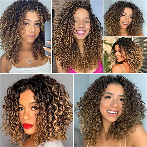 GoGo Curl Crochet Hair for Women Water Wave Curly Crochet Hair Wavy Human Hair Deep Wave Beach Curl Crochet Synthetic Hair Extensions (12 inch(Pack of 6), 1B/30/27)