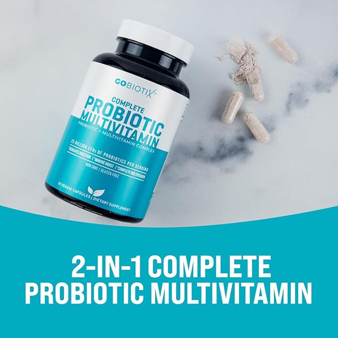 GOBIOTIX Multivitamin with Probiotics and Digestive Enzymes - 25 Billion CFU - Digestive Health, Probiotics for Women and Men - Gluten Free Pills - 90 Capsules