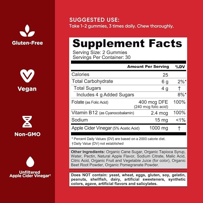 Goli Nutritional Supplement, Apple Cider Vinegar Gummy Vitamins Nutrition, 2 Pack of 60 Count