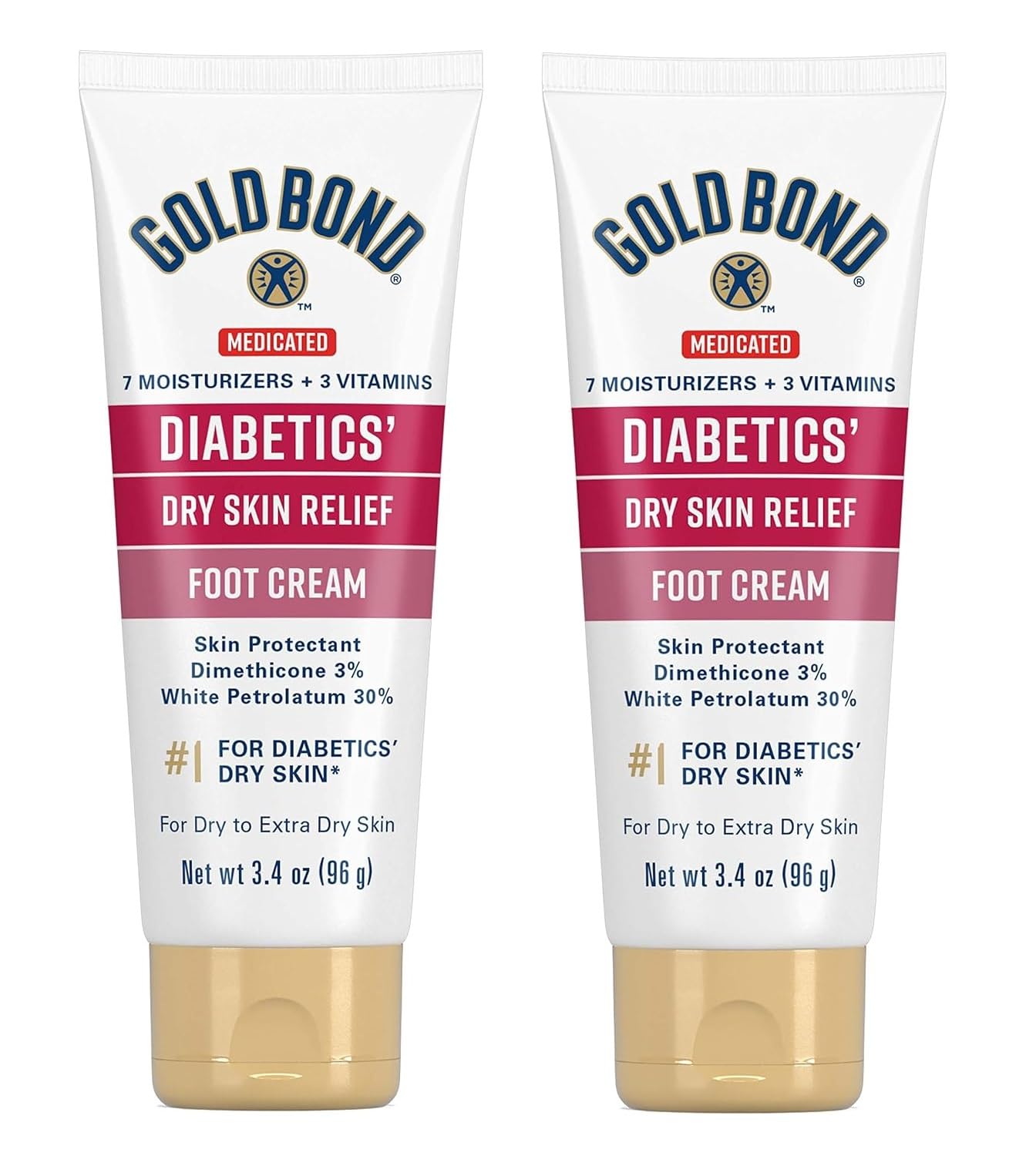 Gold Bond Ultimate Diabetics' Dry Skin Relief Foot Cream 3.4 oz., Soothes Skin Discomfort - Pack of 2