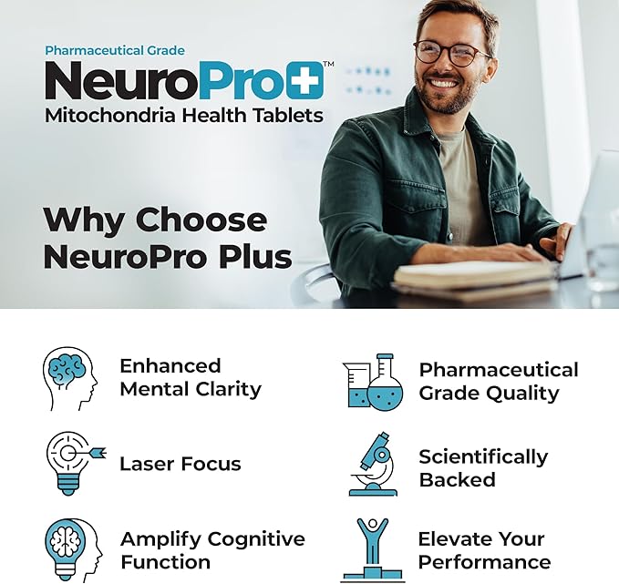 Best 365 Labs NeuroPro+ Maximum Strength Mitochondria Health Tablets - Methylene Blue and Vitamin C - Fast Acting Neuro Support - Improve Focus and Memory - 60 Tablets
