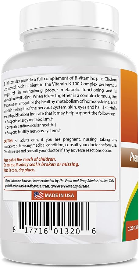 Best Naturals B-100 Complex for adults, 120 Tablets