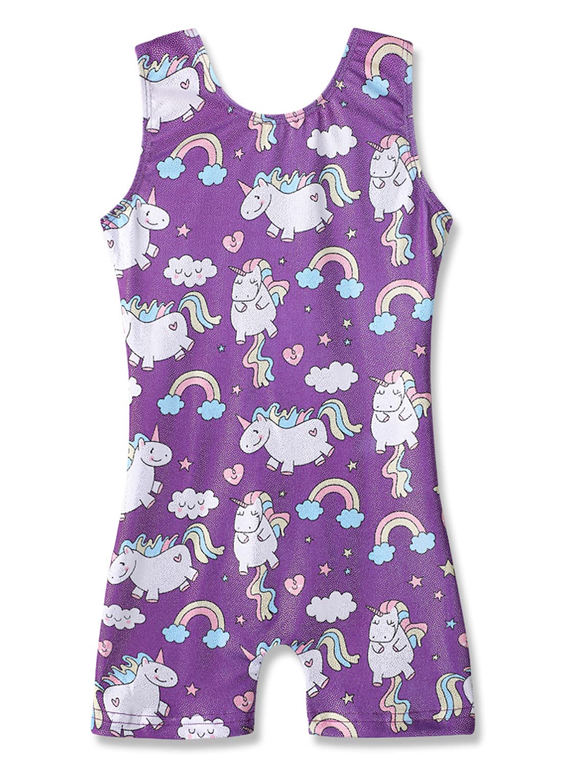 Belovance Gymnastics Leotards for Girls 7t 8t Dancewear Cute Unicorn Clouds Athletic Biketard Purple (Purple, 140(7-8 years old))
