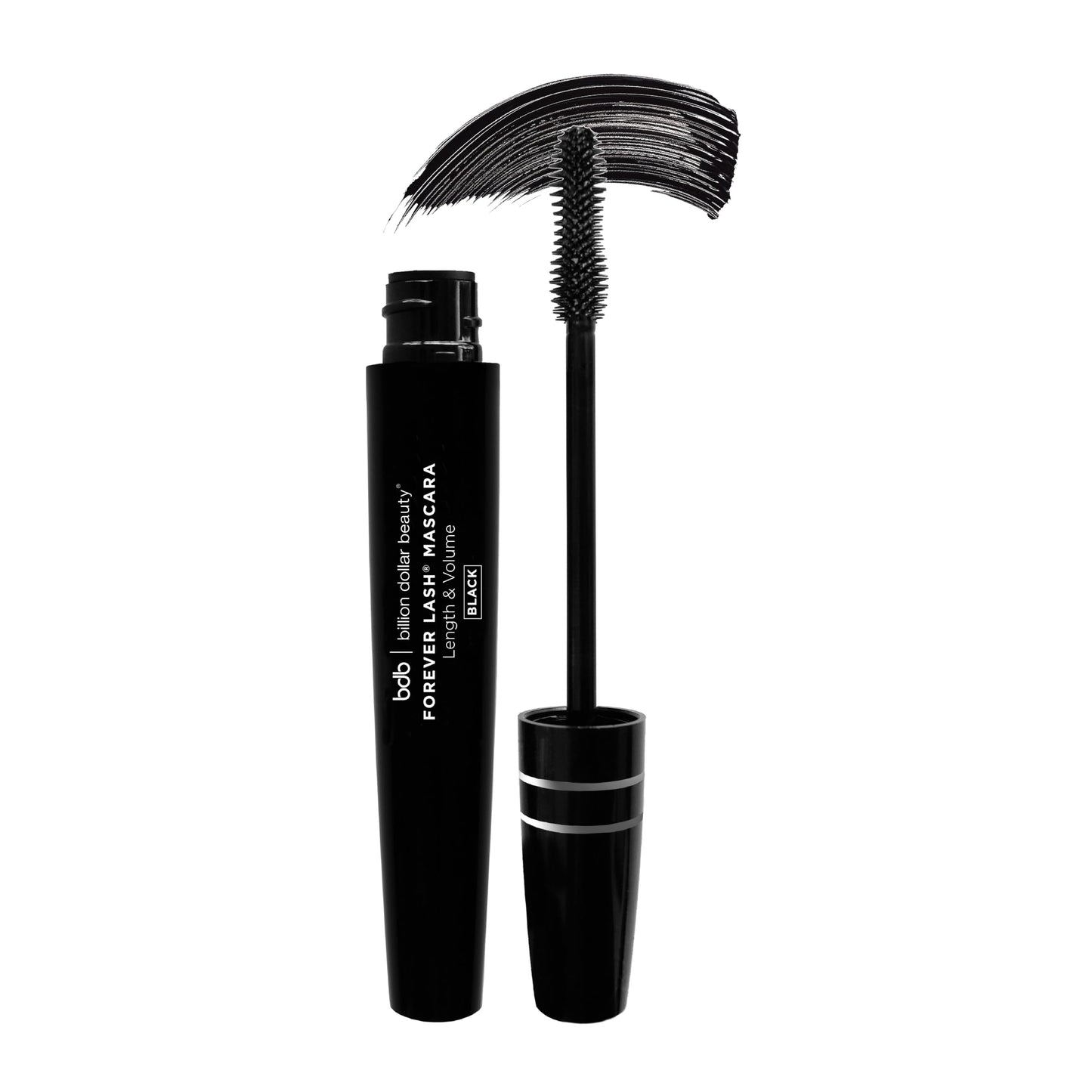 Billion Dollar Brows Forever Lash Mascara – Waterproof, Lengthening & Volumizing Formula, Silicone Wand for Maximum Impact, Cruelty-Free & Vegan, Long-Lasting Wear - Black, Pack of 1