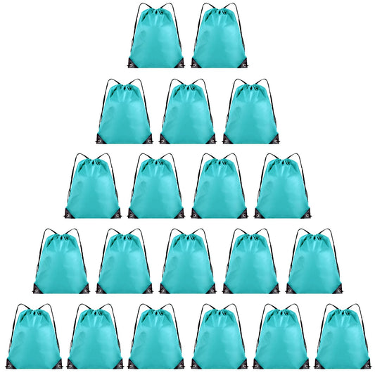 Grneric 20 Pieces Drawstring Backpack Bulk Cinch Sackpack Ployster Drawstring Bags for Gym Party Trip(Aqua)