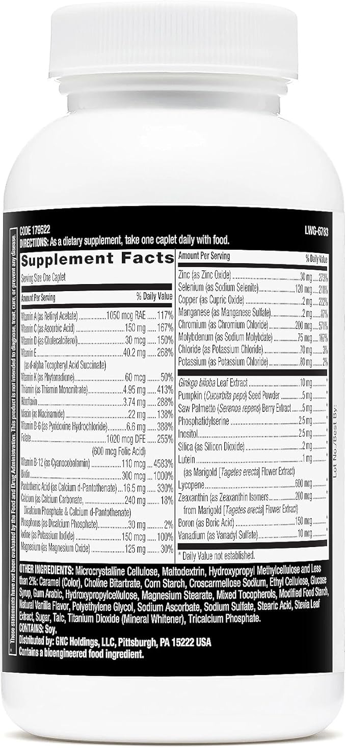 GNC Mega Men 50 Plus One Daily Multivitamin | Supports Prostate Function | Includes Support for Heart, Brain, & Eye Health | 60 Count