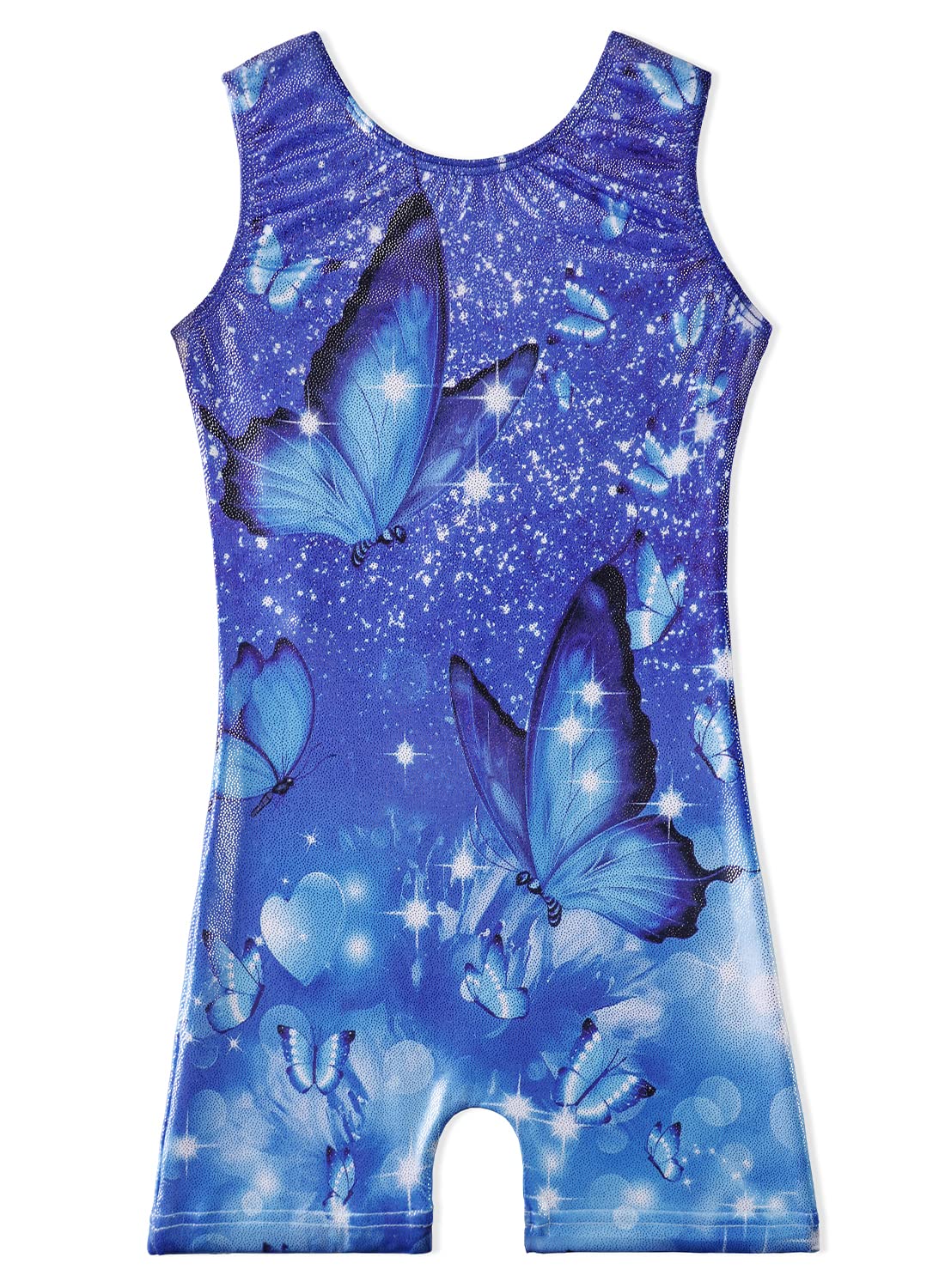 Belovance Gymnastics Leotards for Girls 3t 4t Kid Dance Outfit Sparkly Blue Butterfly Biketard Toddlers Child (Blue Butterfly, 3-4 Years)