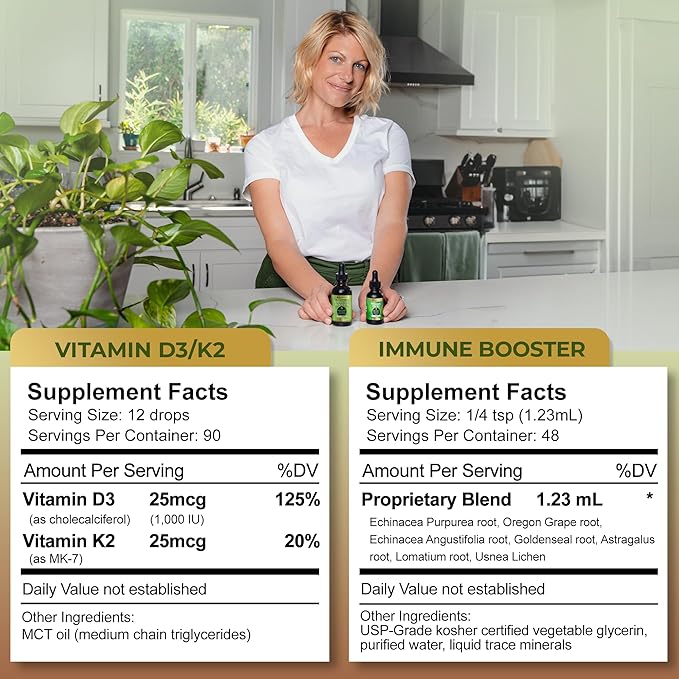 Go Nutrients Liquid Vitamin D3 Drops + Immune Booster - Combat Seasonal Stressors and Stimulate Your Immune System