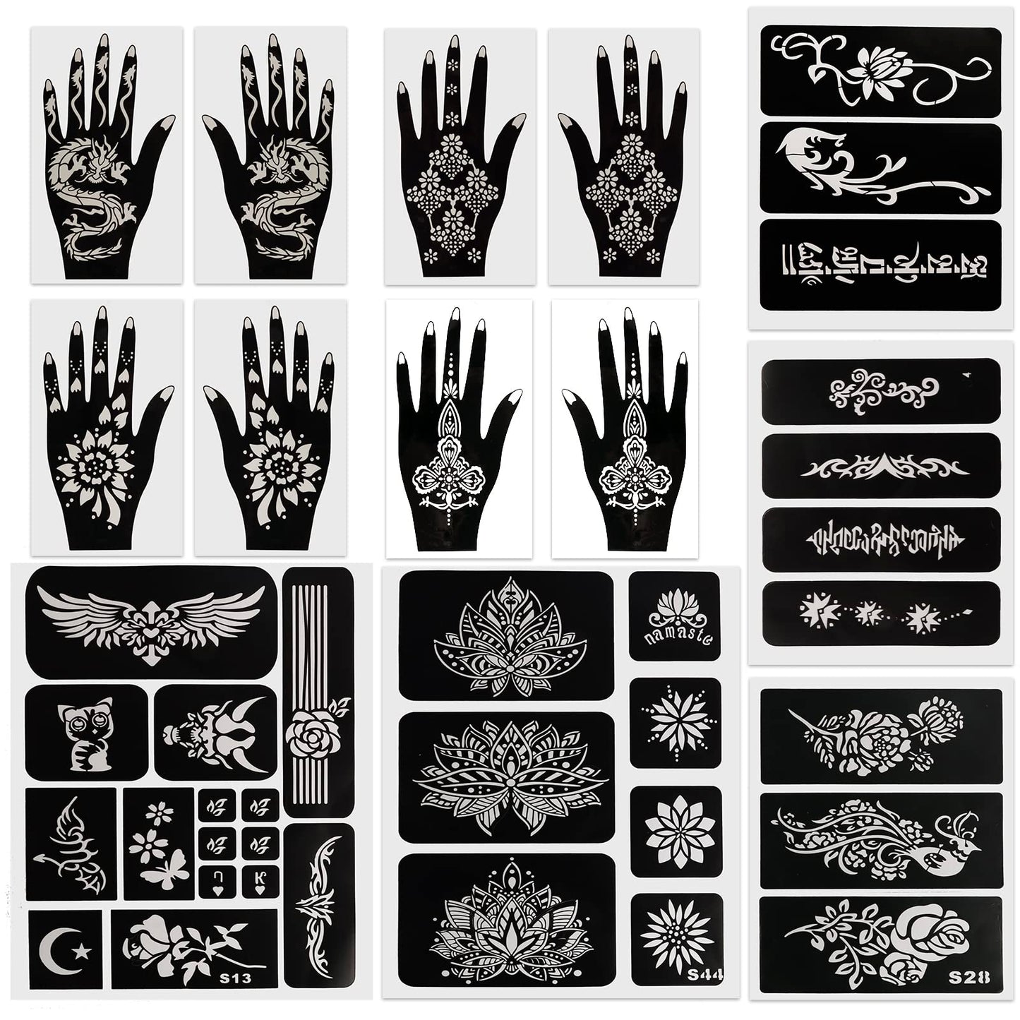 Kapopi Henna Tattoo Stencil Kit, Henna sexy temporary tattoo stickers For Women, girls and teenagers,Body Art Painting (Henna Tattoo Kit B)