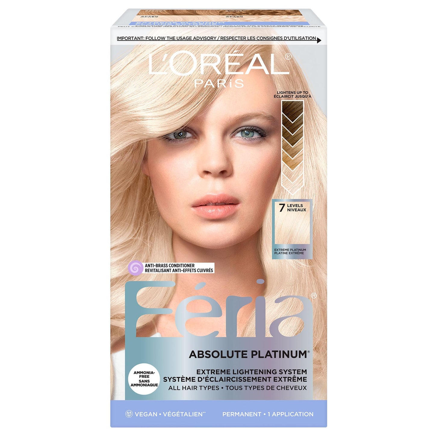 L'Oreal Paris Feria Multi-Faceted Shimmering Permanent Hair Color, Extreme Platinum, Pack of 1, Hair Dye