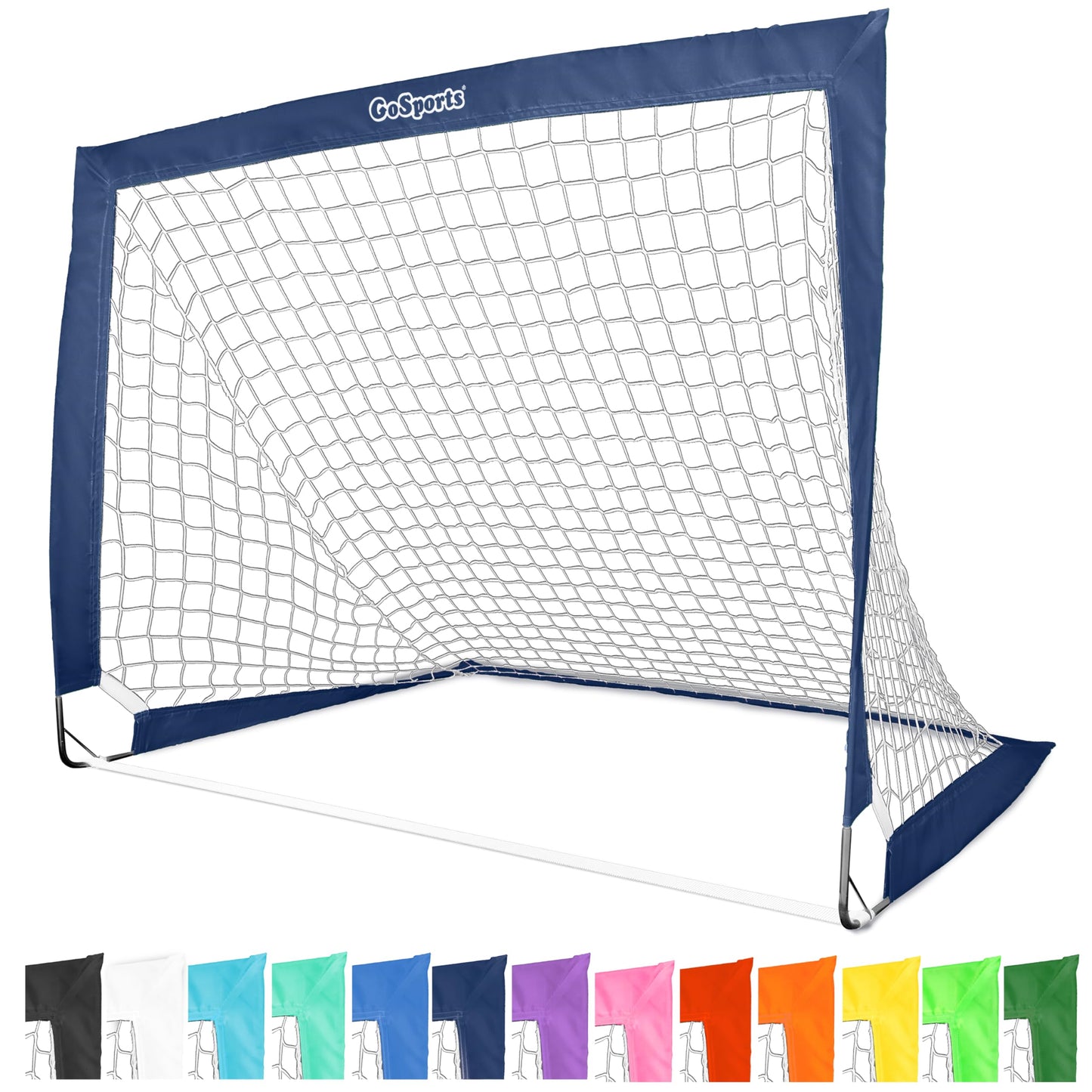 GoSports Team Tone 4 ft x 3 ft Portable Soccer Goal for Kids - Pop Up Net for Backyard - Navy