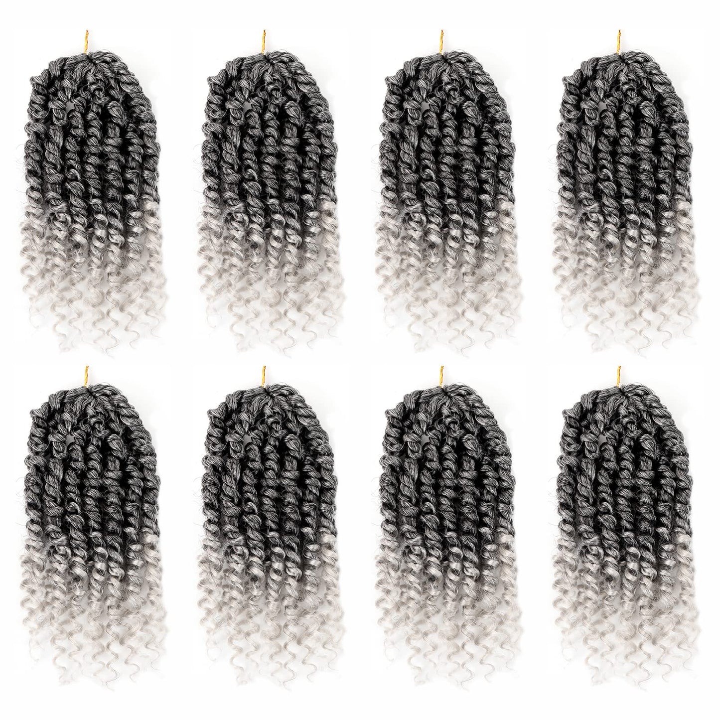 Bileaf 6 Inch Passion Twist Crochet Hair for Women Pre Looped Passion Twist Hair 8 Packs, Pre-Twisted Short Crochet Passion Twists Bohemian Braiding Hair Crochet Twist Hair for Girls T-Gray