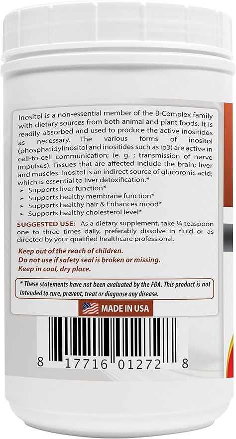Best Naturals Pure inositol Powder (Vitamin B8), 1 Lb Supports Healthy Liver Function, Promotes Cellular Detoxification & Supports Membrane Function