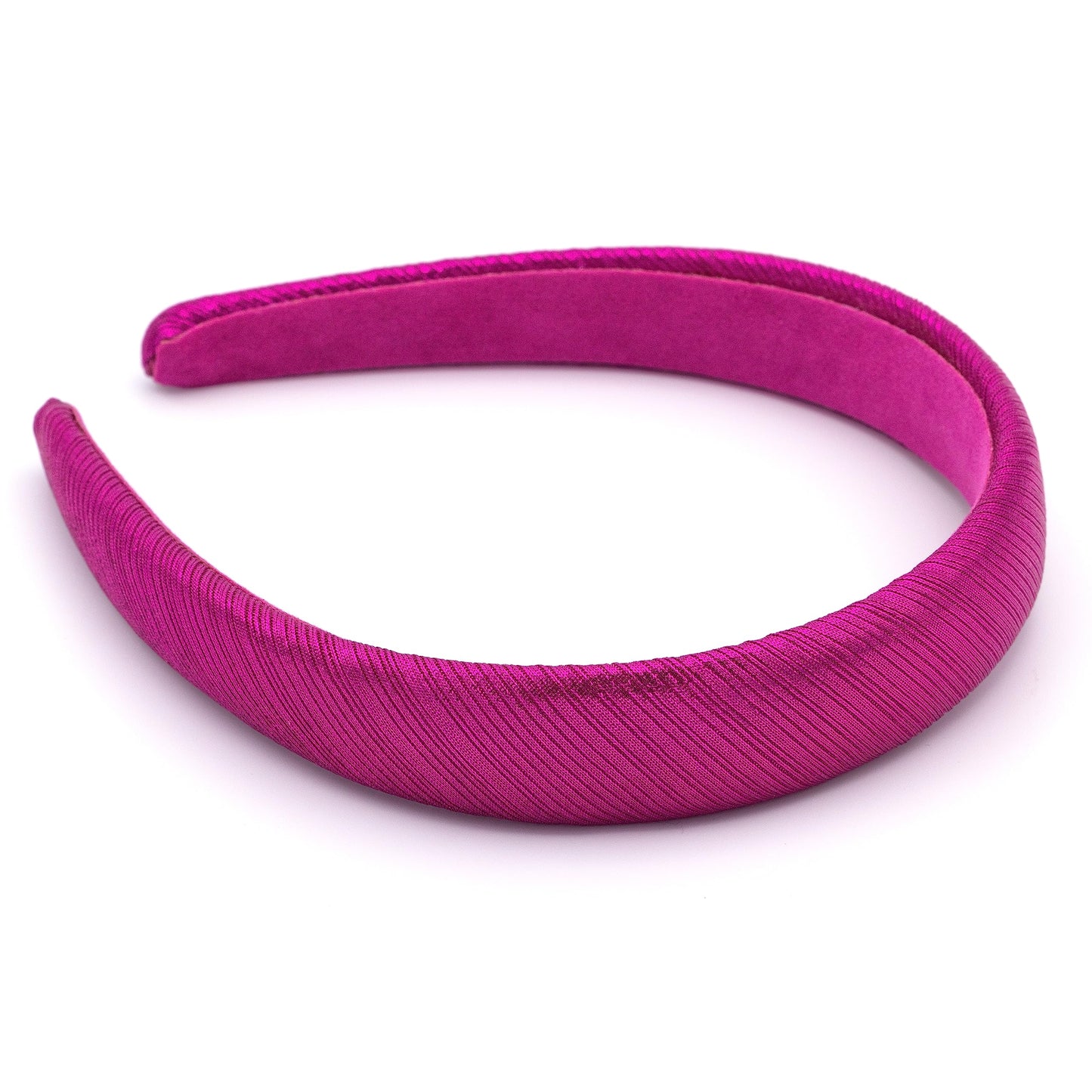 Bellefixe Wide Padded Headband for Women (1" Fuschia Pink Metallic)