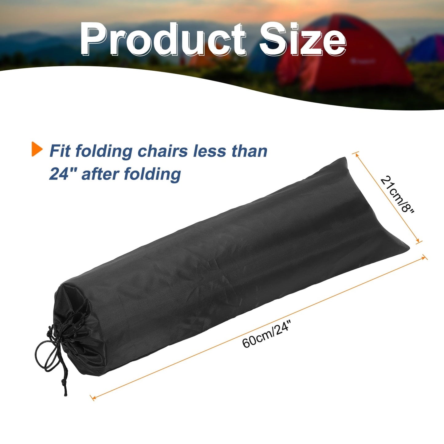 3 pcs Camp Chair Replacement Bag 24" x 8" Nylon Carrying Bag Outdoors Folding Chair Cover Tripod Case Bag Black