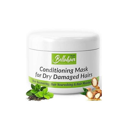 Bellahair Hydrating Hair Mask for Dry Damaged - Organic Intense Repair Treatment All Types Deep Conditioning, Moisturizes, Softens, Smooths, & Restores Shine