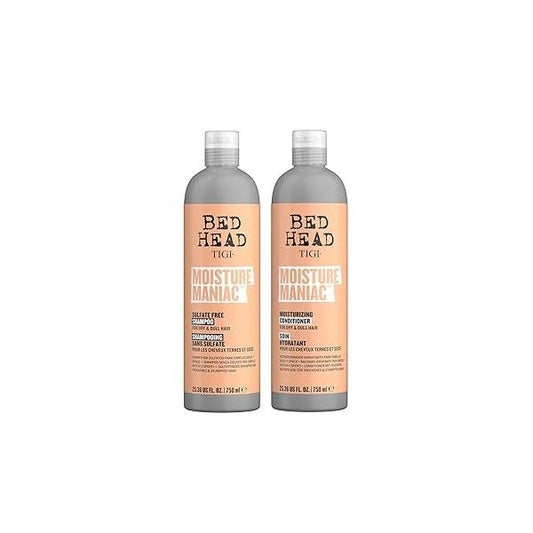 Bed Head by TIGI Sulfate Free Shampoo and Conditioner Set for Dry Hair, Moisture Maniac Hair Care with Argan Oil, 25.36 fl oz, 2 pack