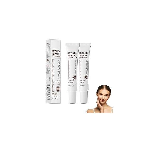 2 Pcs Retinol Repair Eye Cream,Instant Results Cream,Reduces the Appearance of Dark Circles,Stretch Wrinkles at Corners Eyes,Moisturize and Improve Bags,1.05 Oz Each