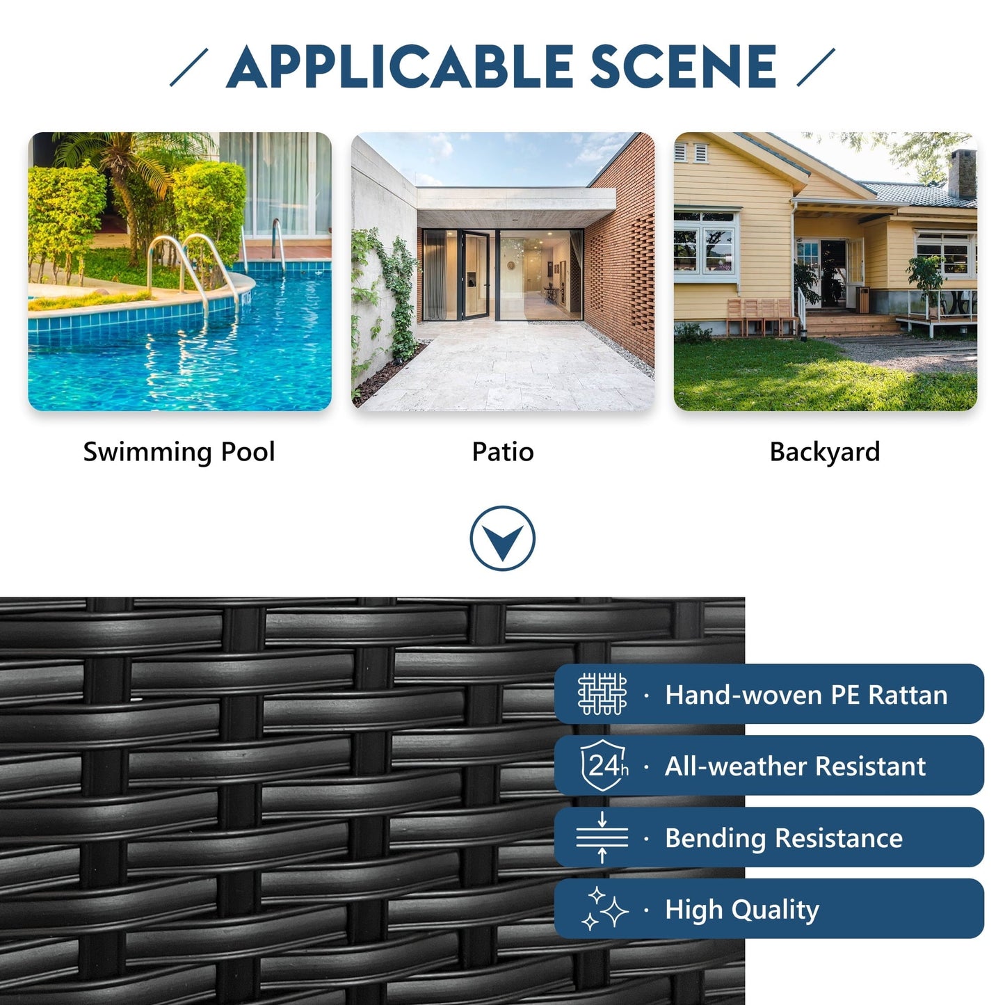 GO 79.9" Adjustable Canopy Sunbed, Double Lounger in PE Rattan, Black Frame & Beige Cushion