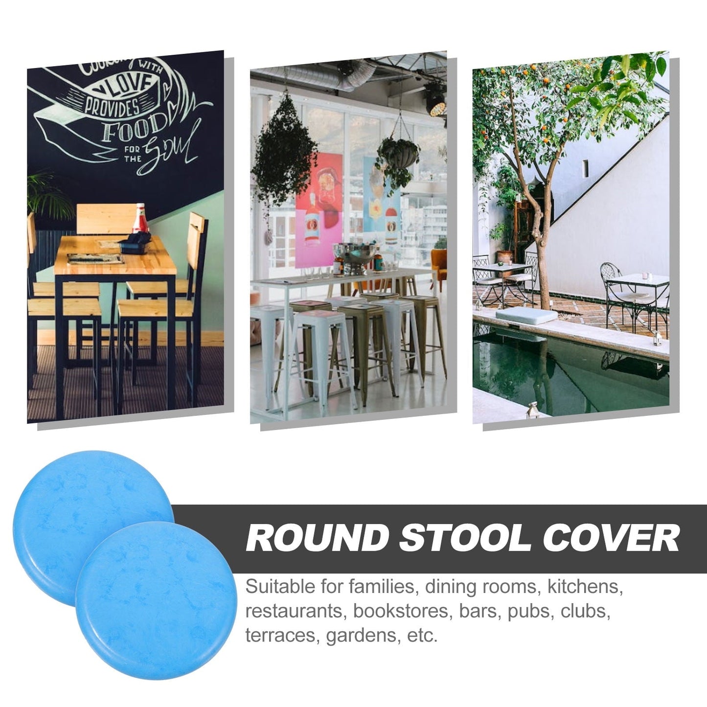 KALLORY 2 Set Round Plastic Stool Replacement Kit For Bar Stools For Restaurants Kitchens And Dining Areas