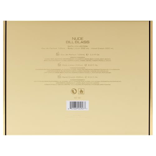 Bill Blass Nude for Women - 3 Pc Gift Set 3.4oz EDP Spray, 6.8oz Body Lotion, 6.8oz Hand Cream