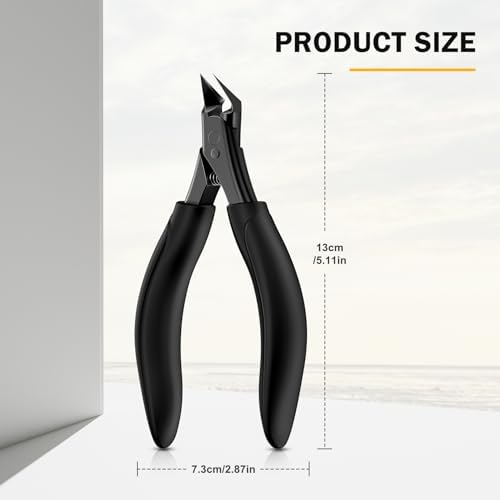 BEZOX Ingrown Toenail Clippers for Seniors, Slant Straight Blade Toe Nail Clippers for Thick and Ingrown Nails, Soft Grip Long Handle Toenail Scissors for Mani & Pedi Nail Care - Black