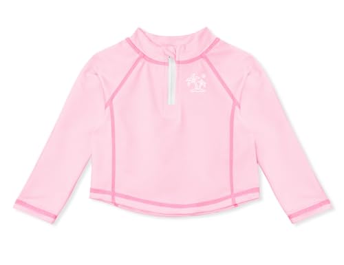 BesserBay Toddler Girls Long Sleeve Pink Half Zip Rash Guard Shirt UV Proctection Surfing Swim Shirt 24-36 Months