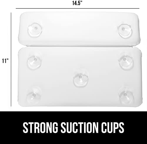 GORILLA GRIP Bath Pillow for Tub, Improved Suction Cups, Luxury Bathtub Pillows, Headrest for Neck and Back Support, Relaxing Home Spa, Hot Tubs and Bathroom Essentials, Gifts for Women, 2 Panel White