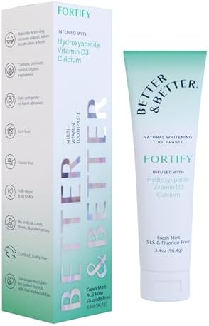 Better & Better Fortify Hydroxyapatite Toothpaste | Infused w/VIT. D & Calcium | Fluoride & SLS Free for Sensitive Brushers | Natural & Vegan Whitening Toothpaste | Fresh Mint Flavor | 3.4oz, 1 Pack