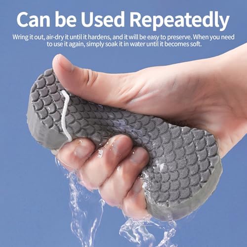 Berosely Radiant Skin Sponge - Exfoliating Body Scrubber for Sensitive Skin, Shower & Bath Use, Deep Cleansing with Soft High-Density Sponge, Gentle Exfoliation, Hanging Rope (Grey+Blue+Pink+White)