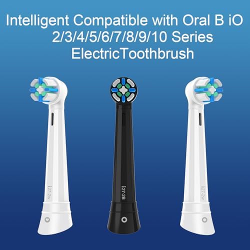 IO Replacement Heads Compatible with Oral B iO 2/3/4/5/6/7/8/9/10 Series Electric Toothbrush, Medium Bristles Brush Heads Compatible with Oral B, Deep Clean and Sensitive Care, 6 Pack White/Black