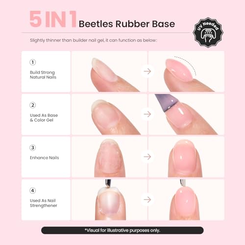 Beetles Nude Color Base Gel Nail Polish, 15ml Rubber Base 3 in 1 Neutral Brown Clear French Tip Base Color Gel Polish Nail Strengthener Soak Off Manicure Design DIY at Home