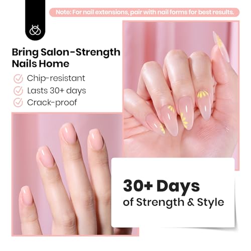 Beetles Builder Gel for Nails Hema-Free,2PCS 7 in 1 Clear & Nude Strengthener Gel for Building Nail Apex & Extension LED Lamp Cured Sensitive Nails Friendly for Beginners & DIY Salon Manicure