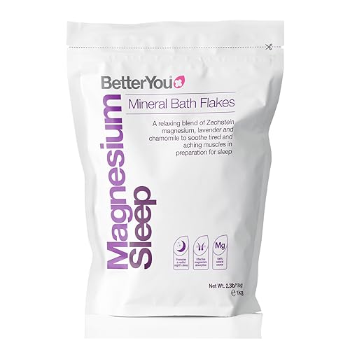 BetterYou Magnesium Sleep Mineral Bath Flakes - Mineral Bath Salts for Muscle Relaxation - Soothing Sore Muscle Soak - Natural Vegan Formula - 2.3 lb