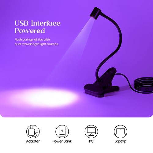 Beetles UV Nail Lamp for Gel Polish Mini LED Light with Clamp for Nail Art Design Fingernail Extension Quicky-Dry Curing Lamp for Techs Manicure Salon DIY at Home