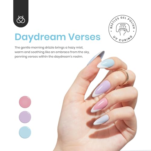 beetles Gel Polish Nail Set 6 Colors Ultimate Morandi Nude Pink White Blue Pastel Gel Nail Polish 6 Colors Daydream Verses Collection Soak Off Uv Diy Manicure Kit New Nail Trend for Women Girls