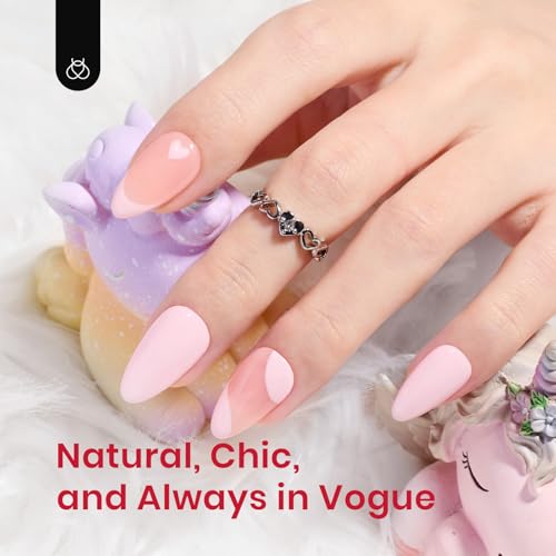 Beetles Gel Nail Kit 504Pcs Short Almond Gel Nail Tips with 9 in 1 Nail Glue Nail Extension Set Uv Led Lamp Acrylic False Tips Kit DIY Nails Art Gifts for Women