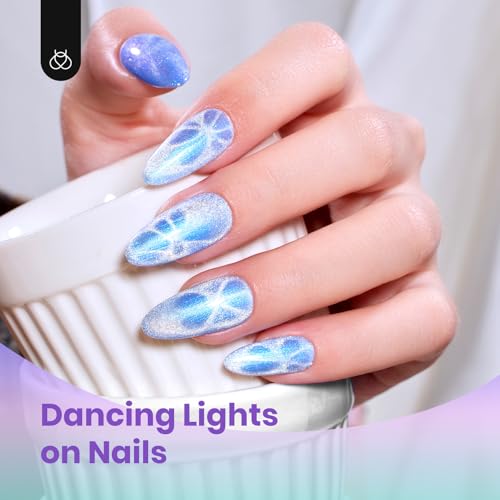 Beetles Cat Eye Gel Nail Polish Set - 6 Colors Summer Chameleon Cat Eye Green Pink Blue Purple Mermaid Gel with Magnet Soak Off UV Prismatic Mirage Collection Salon Nail Art Manicure Gift for Women