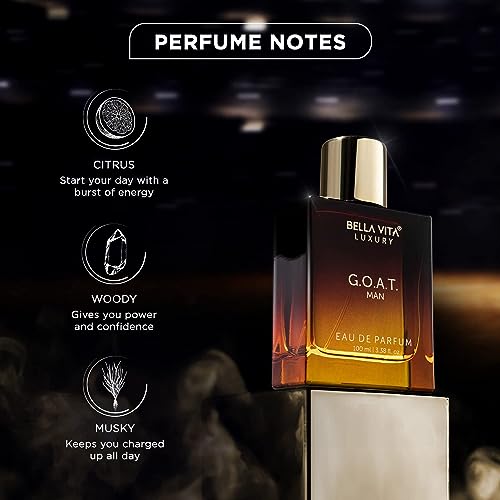 Bella-Vitaa Luxury G.O.A.T Man Eau De Parfum Perfume with Bergamot, Patchouli & Vetiver|Premium, Long Lasting Spicy & Woody Fragrance for Men, 100 ML