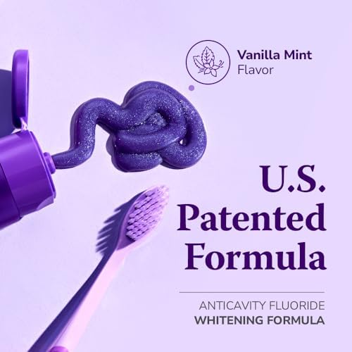 HIMALAYA PINKSALT Purple Whitening Toothpaste, 3.5oz - Deep Stain Remover Toothpaste, Helps Remove Tea and Wine Stains, Plaque Remover for Teeth, Tone Up with Fluoride, Vanilla Mint