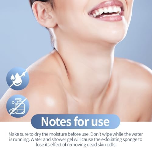 Berosely Radiant Skin Sponge - Exfoliating Body Scrubber for Sensitive Skin, Shower & Bath Use, Deep Cleansing with Soft High-Density Sponge, Gentle Exfoliation, Hanging Rope (Grey+Blue+Pink+White)