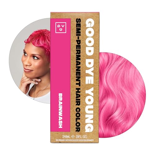 Good Dye Young Semi-Permanent Hair Color, Vegan and Cruelty-Free Hair Dye, Last up to 24 Washes, Non-Damaging Conditioning Hair Color (5FL OZ, Brainwash)