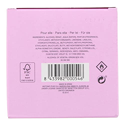 Benetton United Dreams Love Yourself Eau de Toilette Spray for Women, 2.7 Ounce