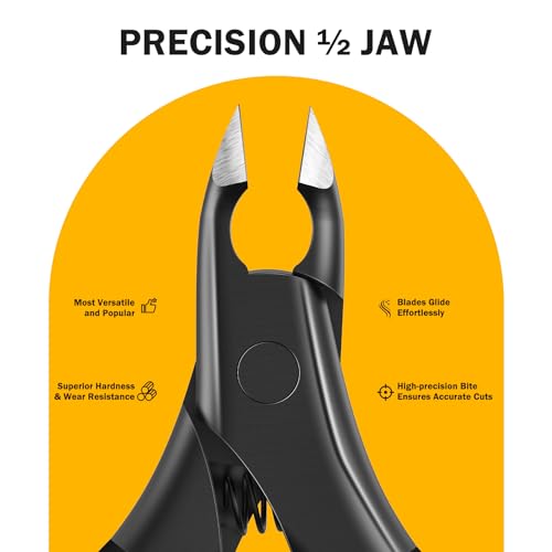 BEZOX Cuticle Trimmer for Salon-Worthy Nails - Professional Half Jaw (5 mm) Cuticle Clippers with Anti-Slip Silicon Handle, Precision Cuticle Cutters Premium Manicure Tool - Dark