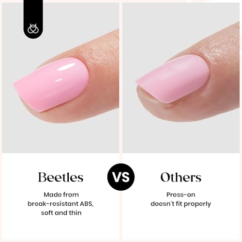 Beetles Press on Nails Kit 720Pcs 24 Colors, Press on Nails Short Almond Glossy Matte Glitter With Nail Glue & Nail Tabs Stickers, Natural Fit Lightweight Fake Nails Kit Art For Women Girls