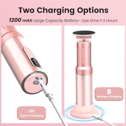 2 in 1 Electric Foot Callus Remover, Rechargeable Electric Callus Remover for Feet with 6 Adjustable Settings, Digital Display Screen Foot File & Nail Drill, Low Noise Foot Scrubber Women Men (Pink)