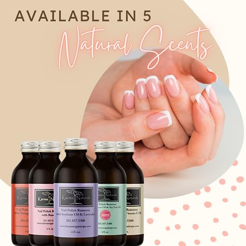 Karma Organic Nail Polish Remover Unscented- Non Toxic, Vegan, Cruelty Free, Acetone Free – Nails Strengthener for Fingernails – 4 fl. Oz